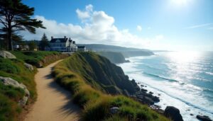 coastal trail between mansions